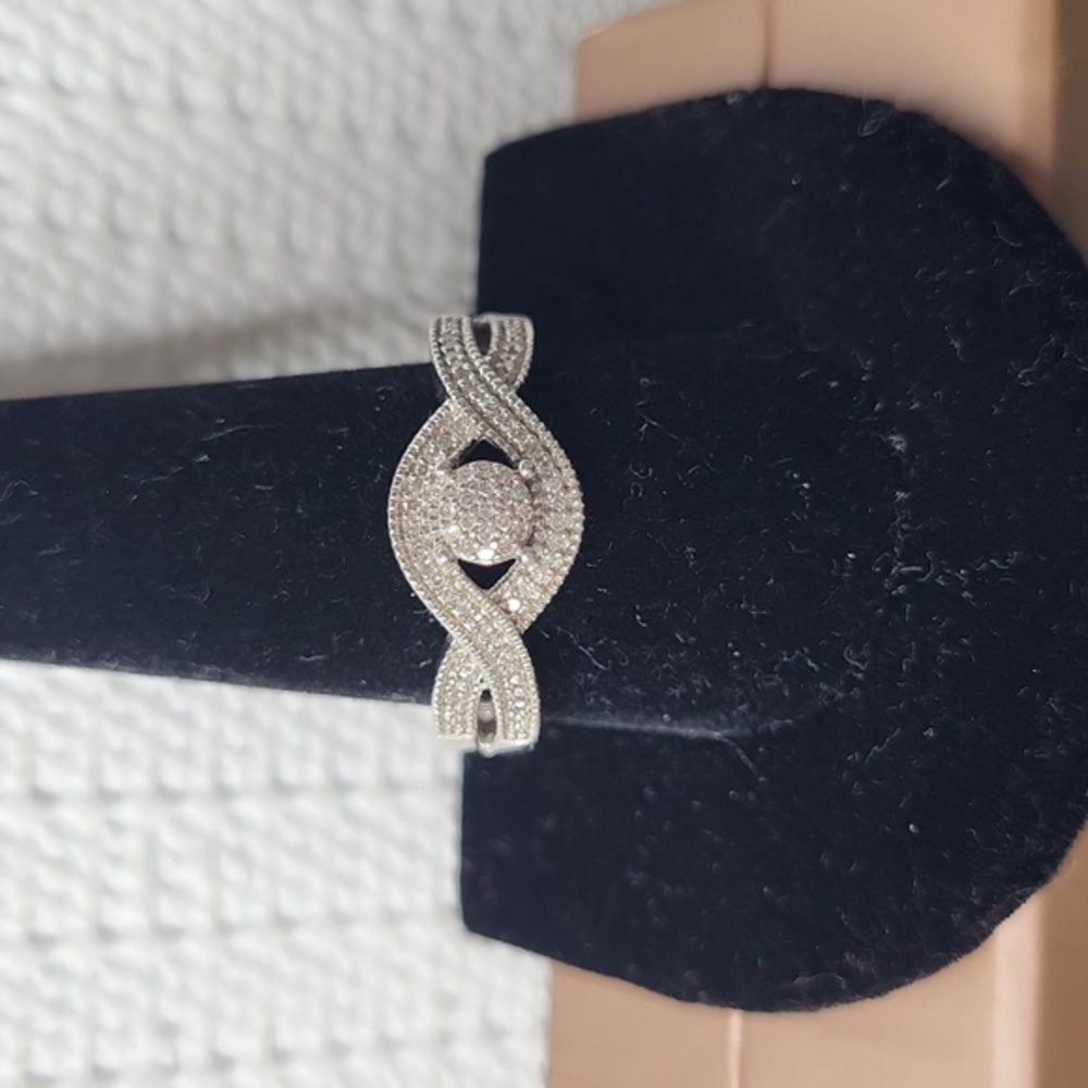Diamond & 925 Sterling Silver Ring 1/5 Carat By Affinity Diamonds Sz 10
